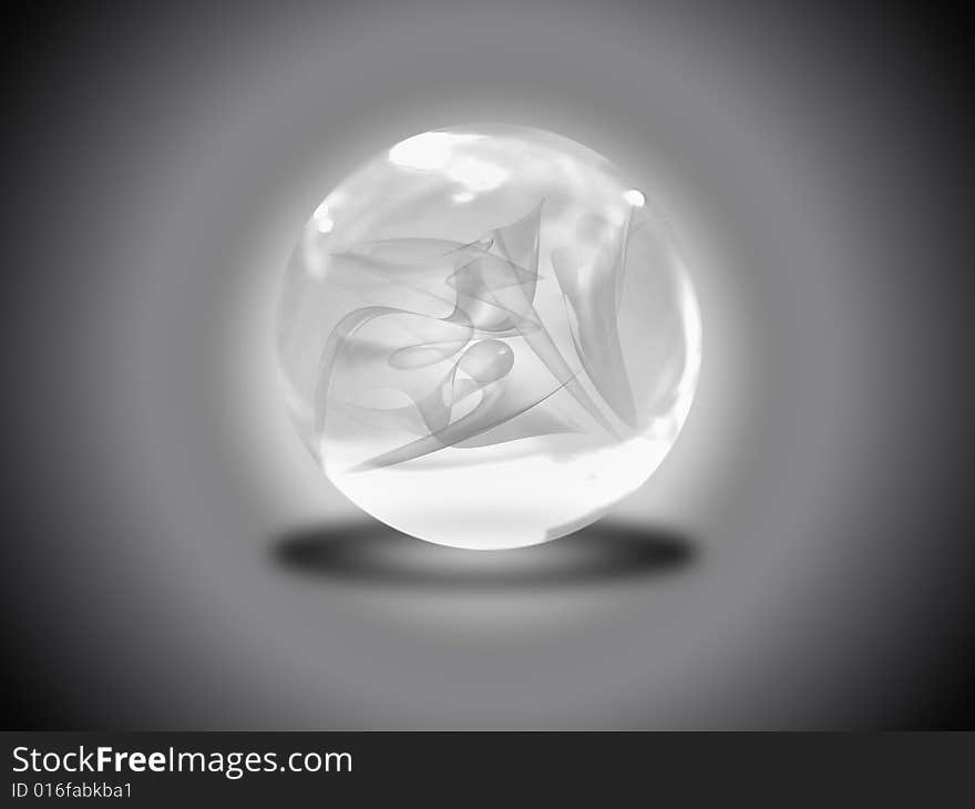 A crystal sphere on a black background