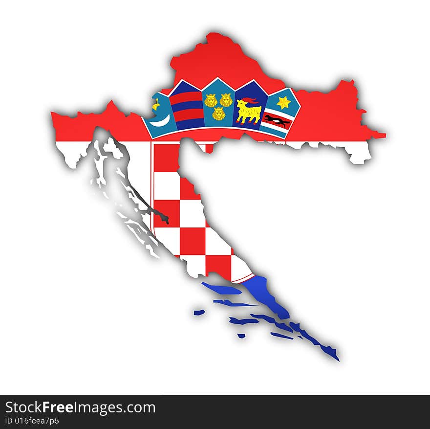 Flag and map of croatia on white background