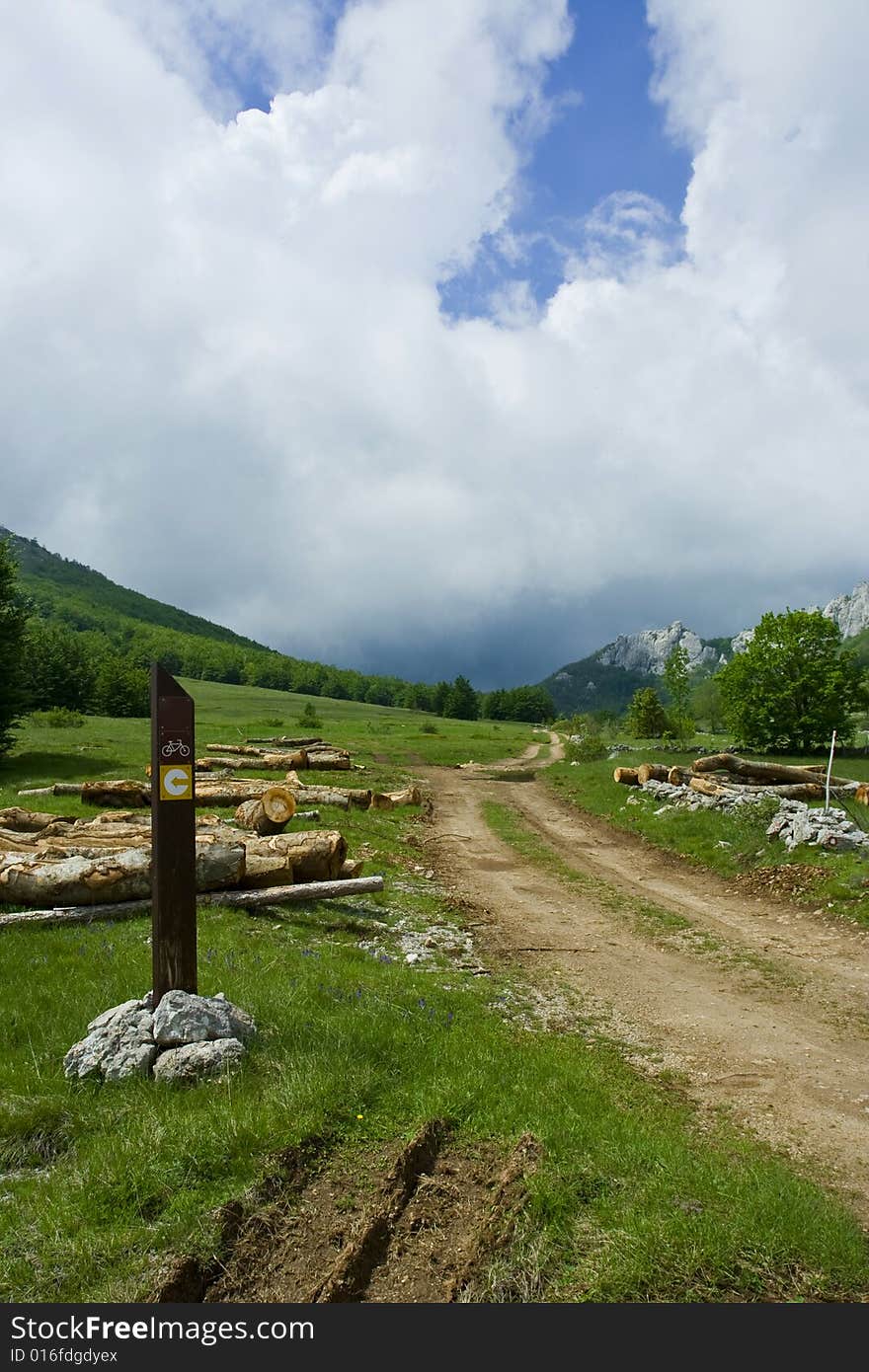 Biking road in mountains