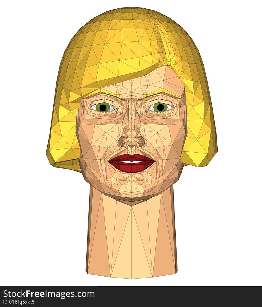 Front views of a virtual female head model. Front views of a virtual female head model