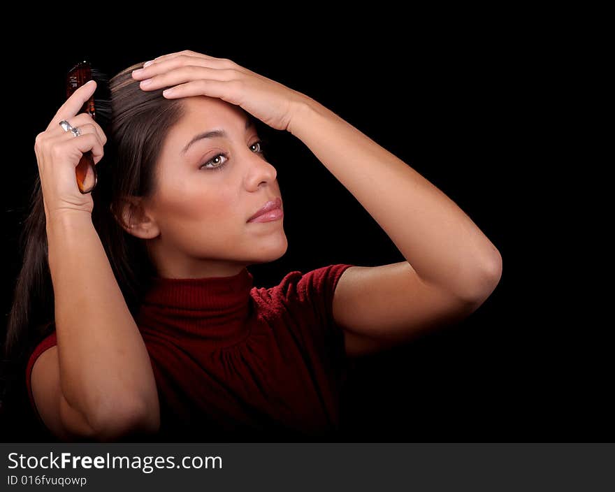 Woman Brushing Her Hair