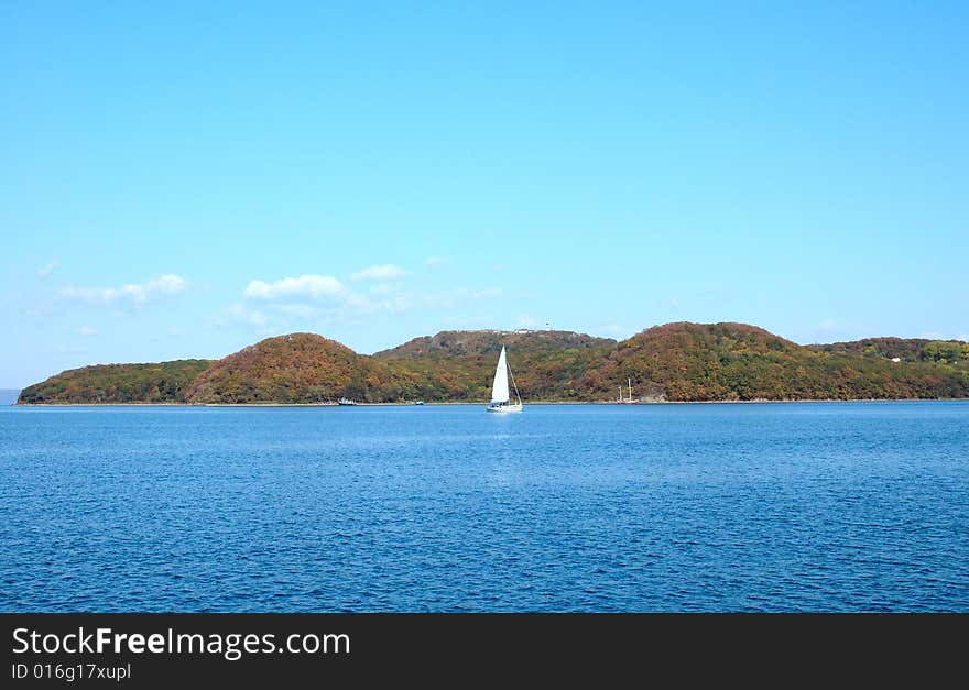 Bright blue sea scenery near russian seaport Vladivostok. Bright blue sea scenery near russian seaport Vladivostok.