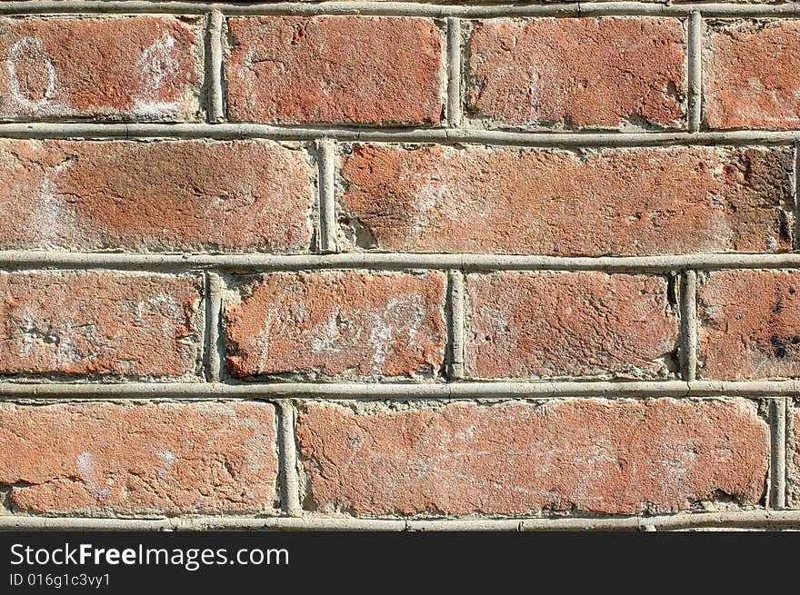 Very old red brick wall.