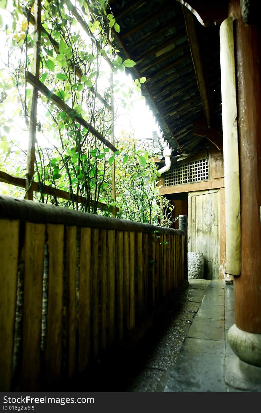 Wood-house in chinese yunnan province