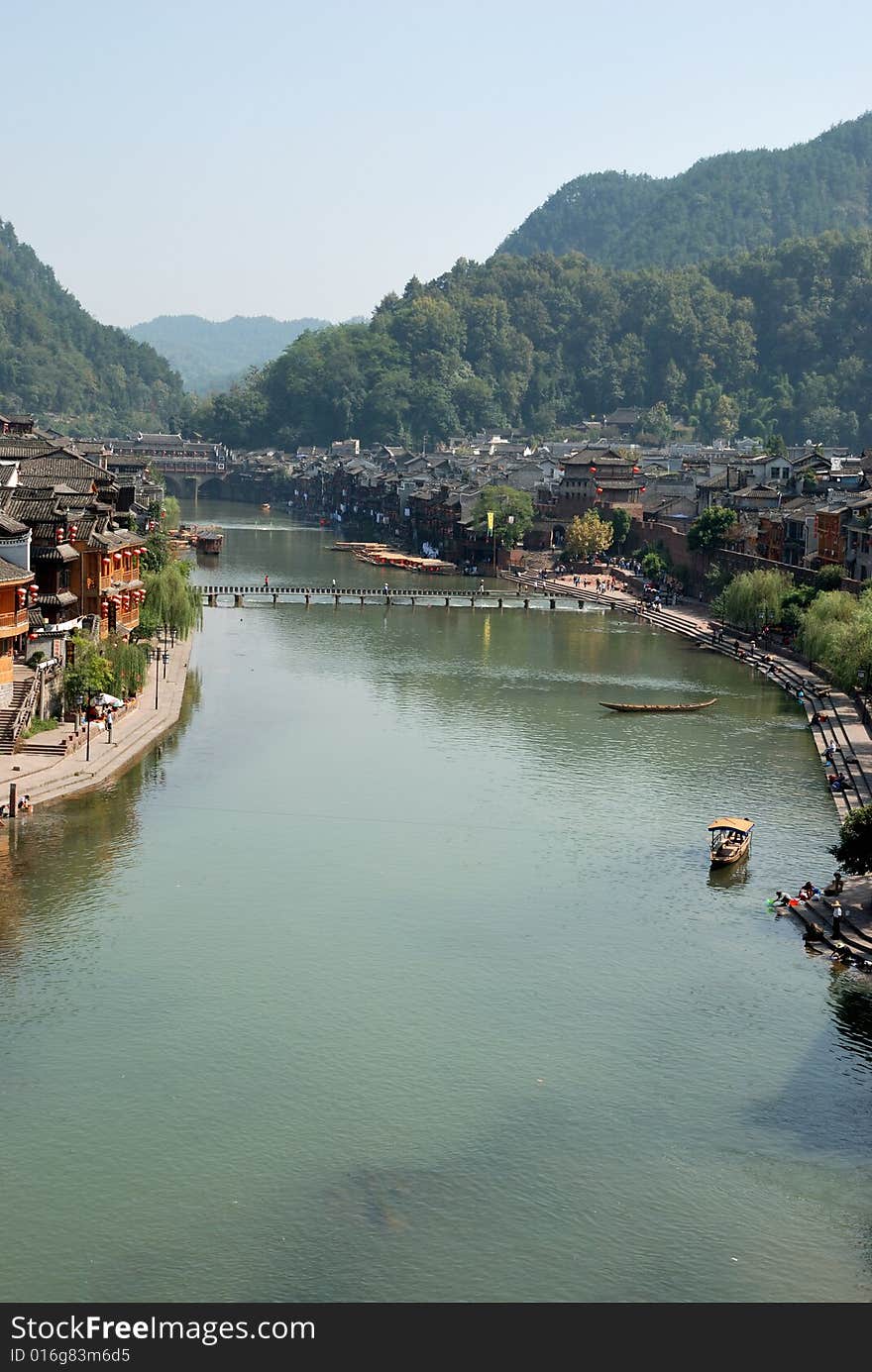 Ancient tower in Fenghuang County, Hunan Province China