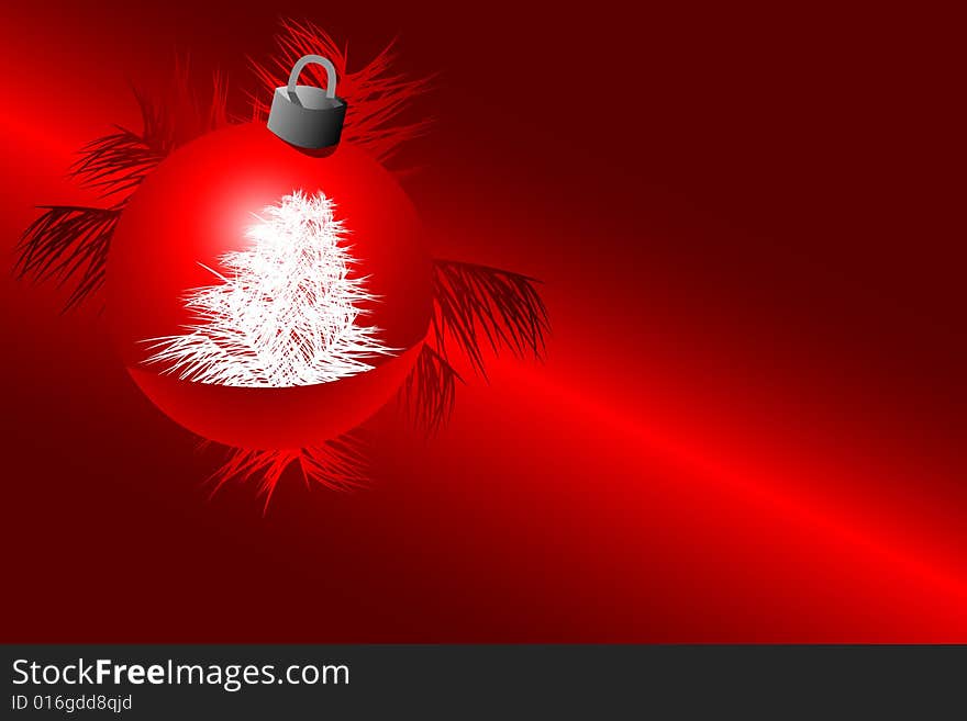 Christmas decoration on red background, vector illustration