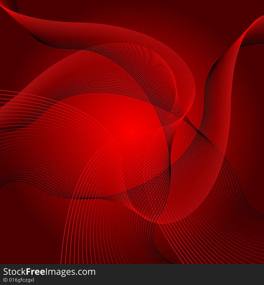 Red wavy background, vector illustration