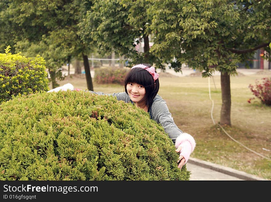 A beautiful female student on campus. A beautiful female student on campus.