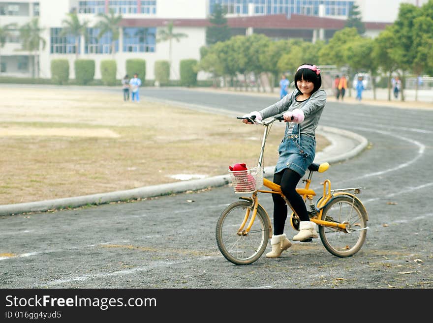 A beautiful female student on campus.