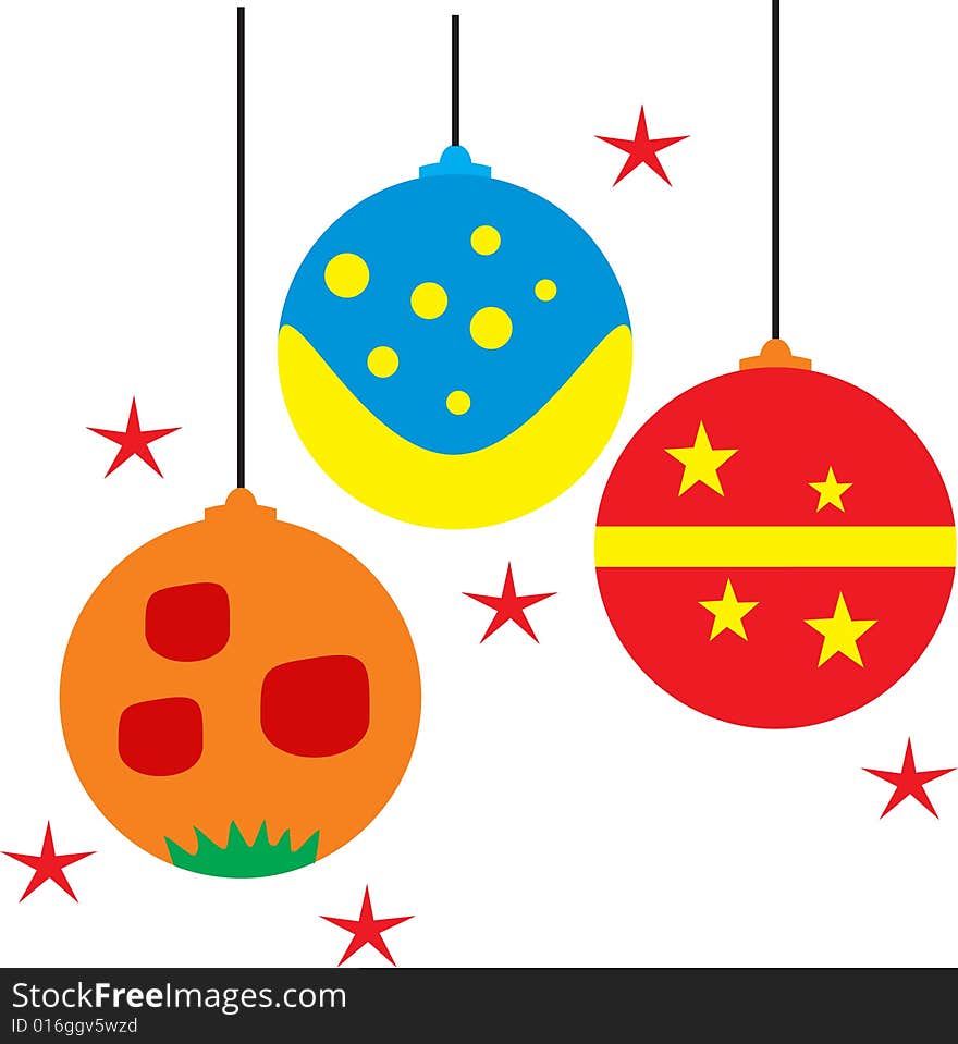 Illustration of three xmas balls