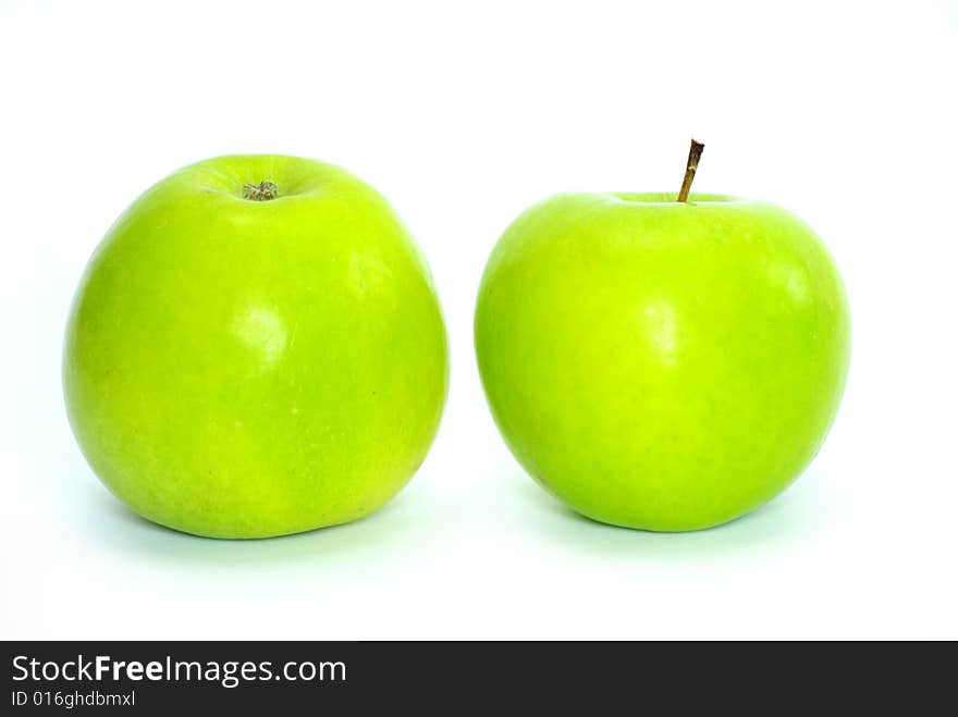 Fresh green apples isolated on a white