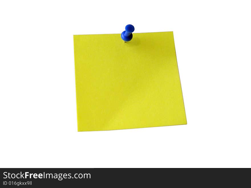 Yellow sticky note. Clipping path.