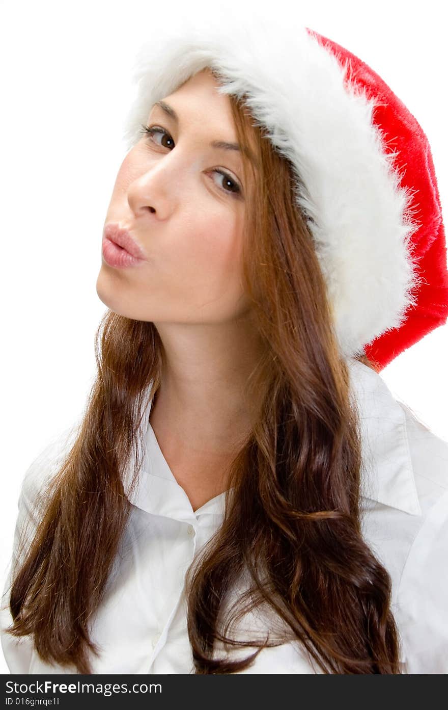 Female model in christmas cap