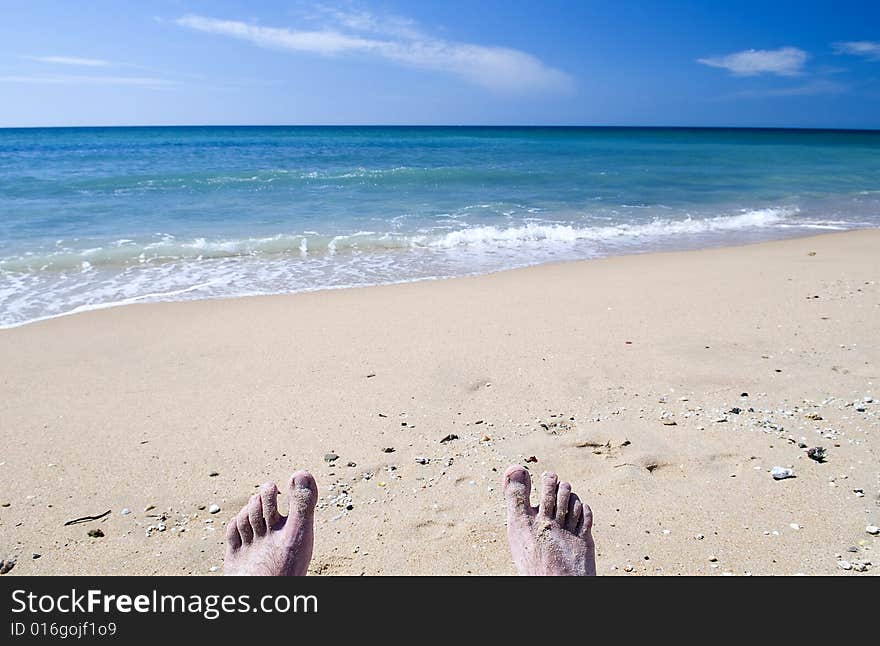 Relaxing on the beach in spain