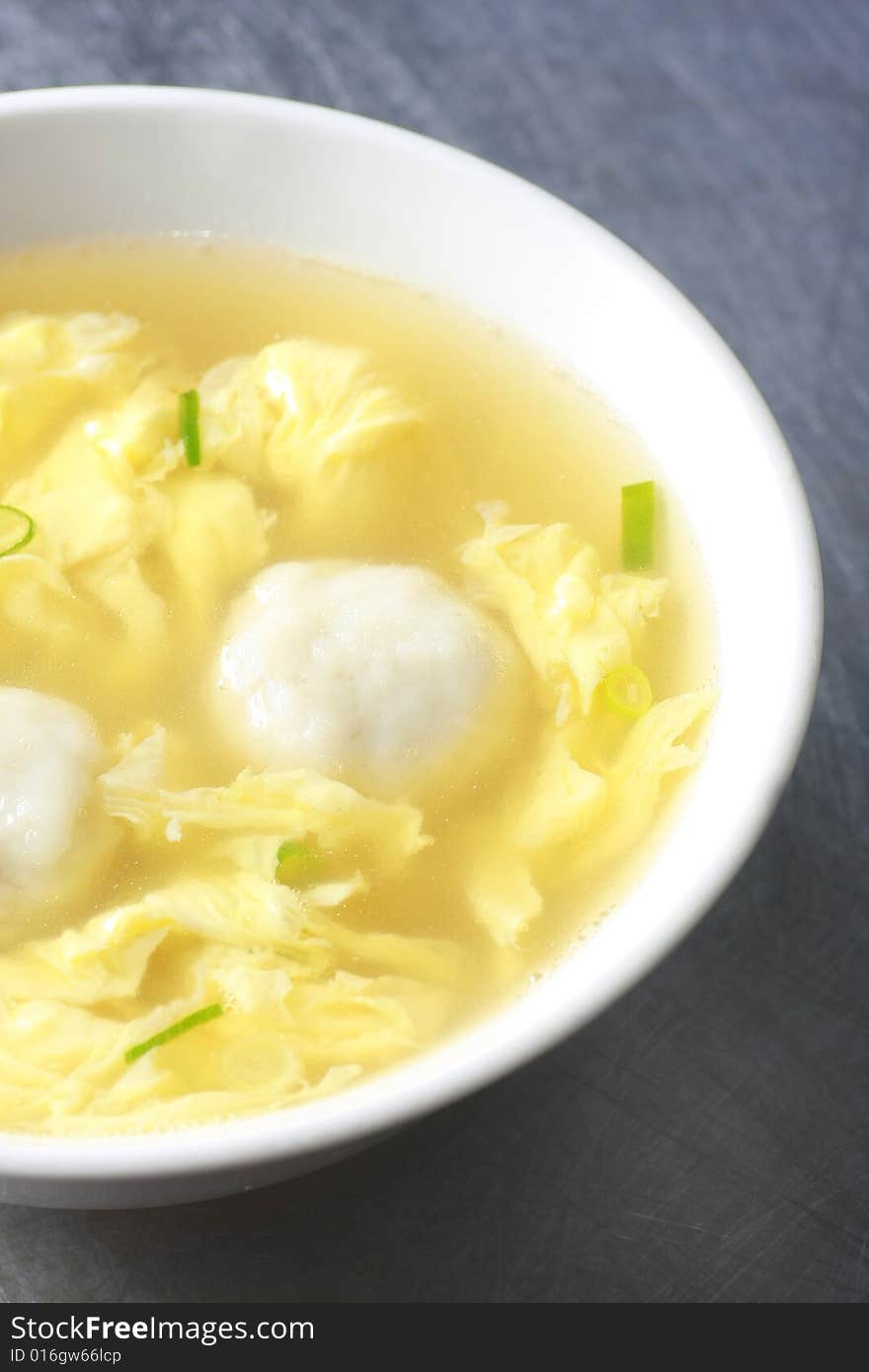 Chinese food, fish ball soup with egg