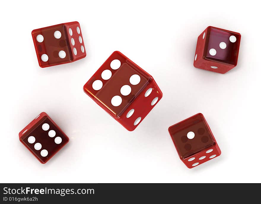 Red dice on white background