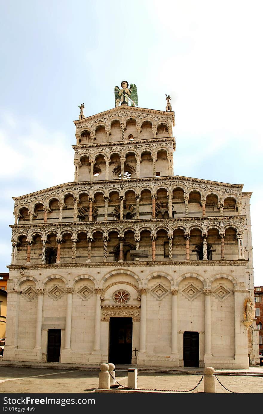 The frontage of the duomo in Luca Tuscany. The frontage of the duomo in Luca Tuscany