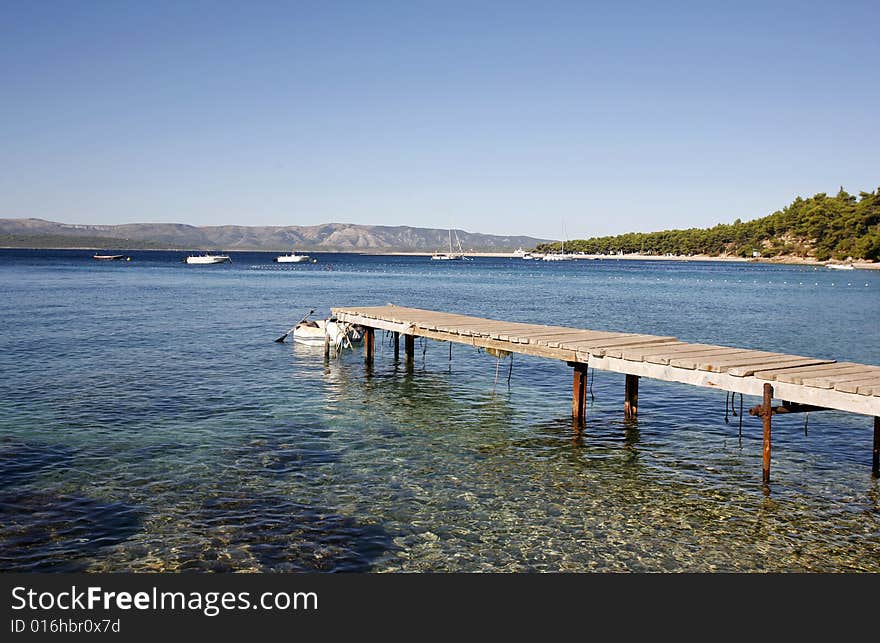 Jetty in the mediterranean sea on the island of Brac, Croatia