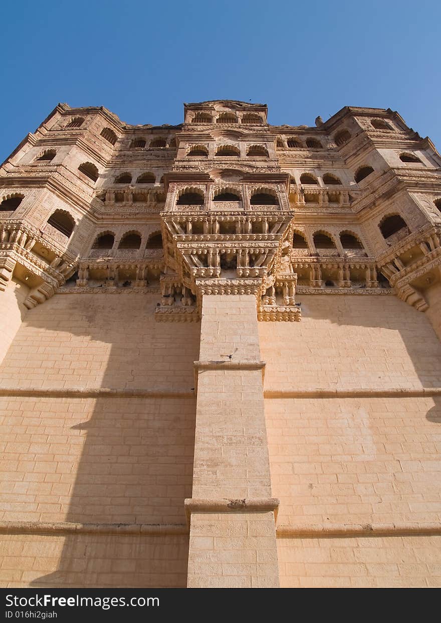 Mehrangarh Fort, located in Jodhpur city in Rajasthan state is one of the largest forts in India. Mehrangarh Fort, located in Jodhpur city in Rajasthan state is one of the largest forts in India