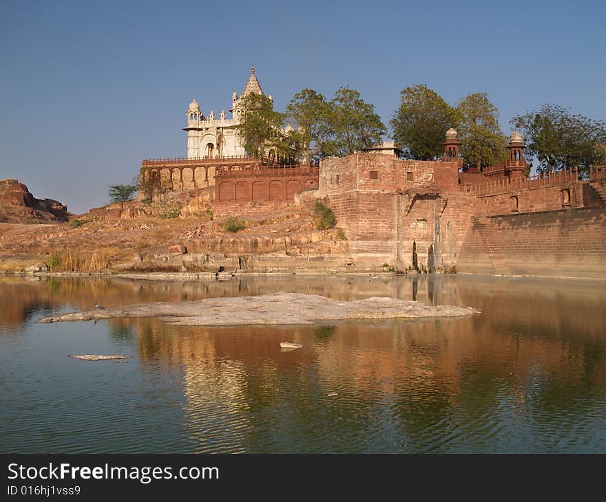 Jaswant Thada. Ornately carved white marble tomb of the former rulers of Jodhpur, Rajasthan, India