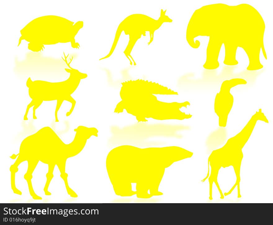 Wild animals silhouette to represent wildlife