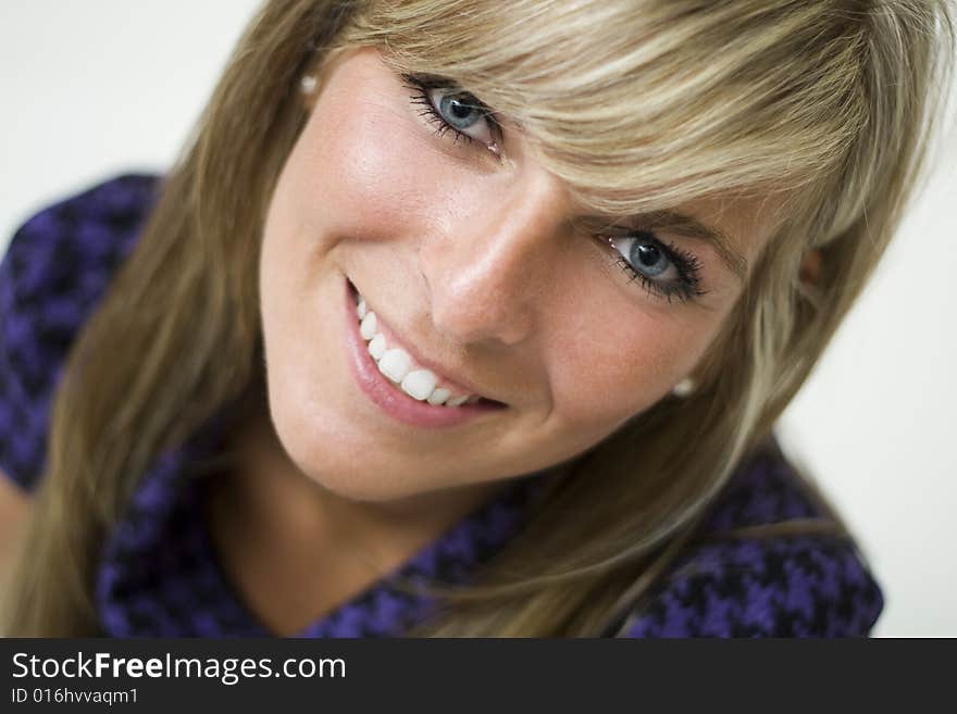 Smiling pretty blonde girl portrait. Smiling pretty blonde girl portrait