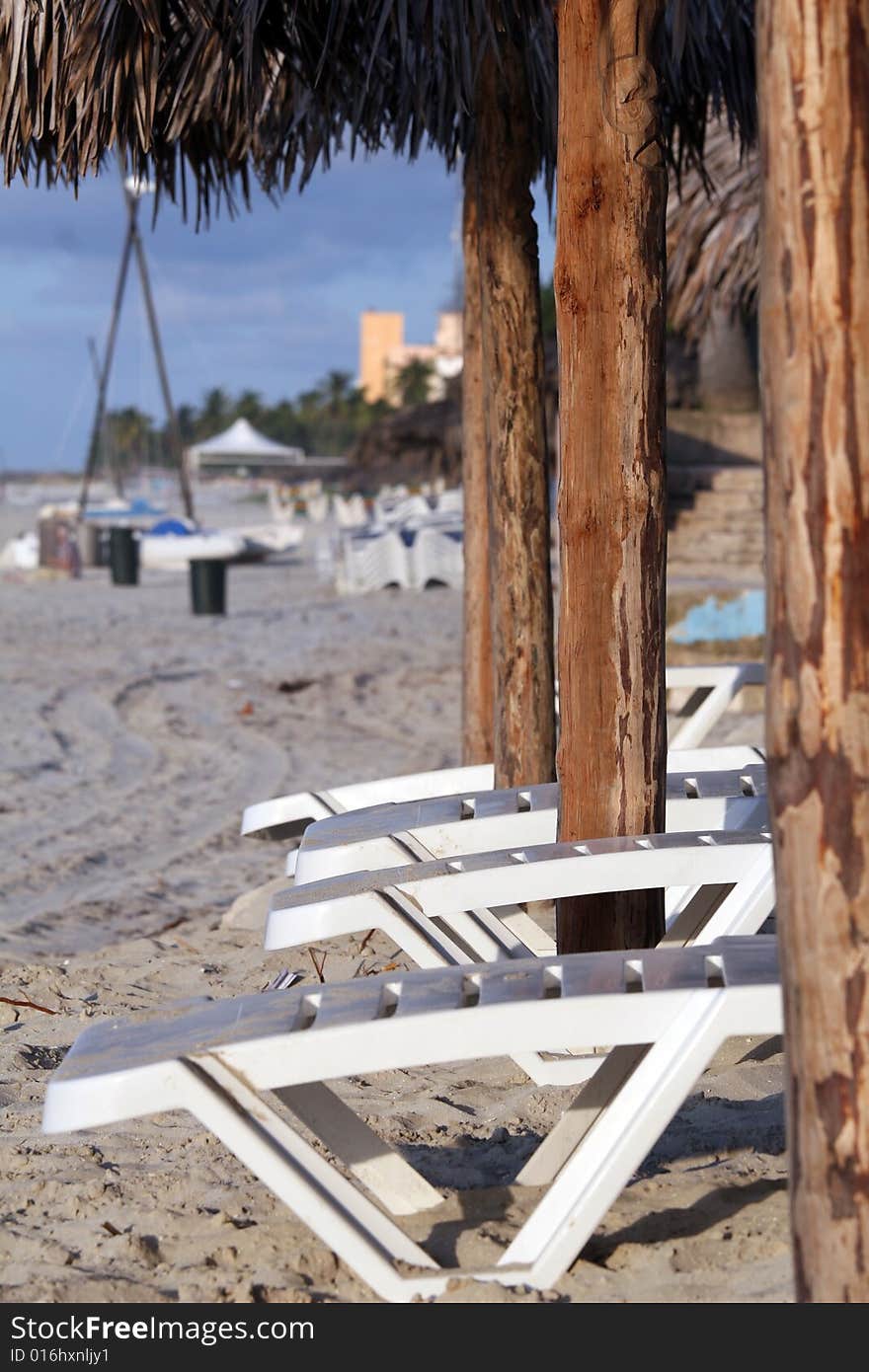 Chaises on the beach