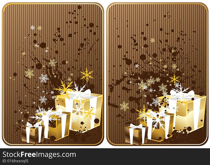 Winter theme background with gift boxes for your message. Winter theme background with gift boxes for your message