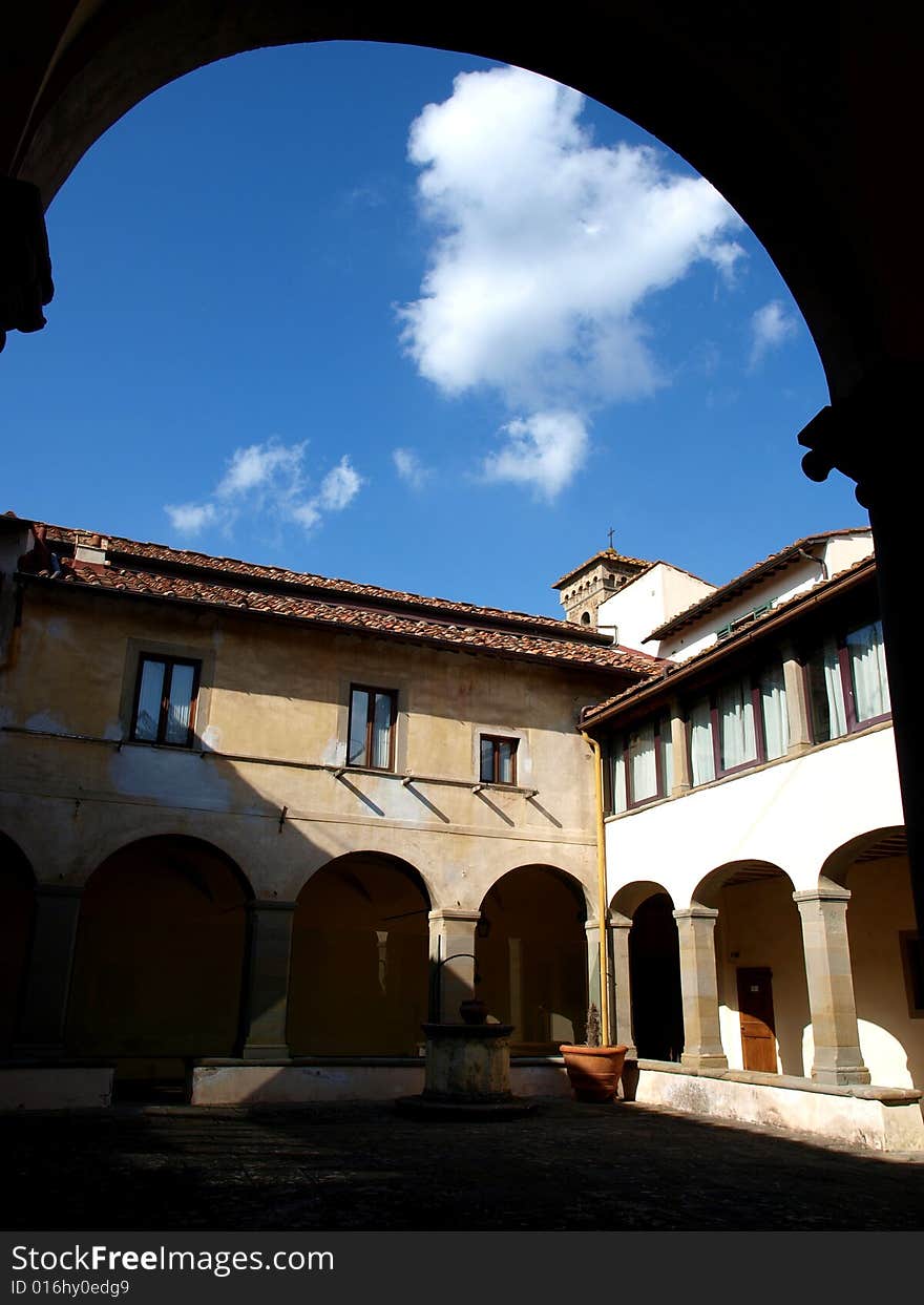 A suggestive shot of an ancient cloister in Florence countryside