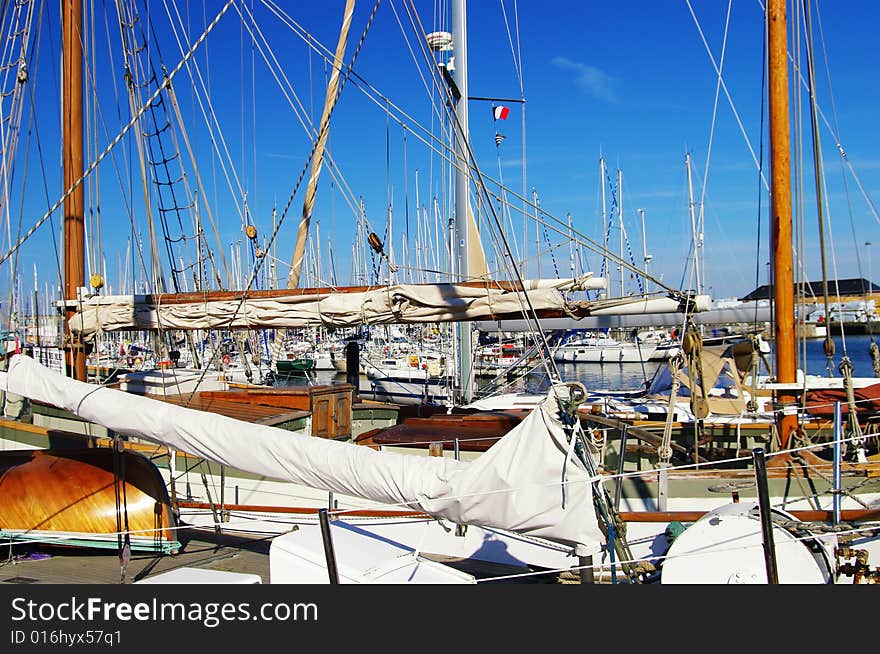 Scene in sunny weather with yachts close up. Scene in sunny weather with yachts close up