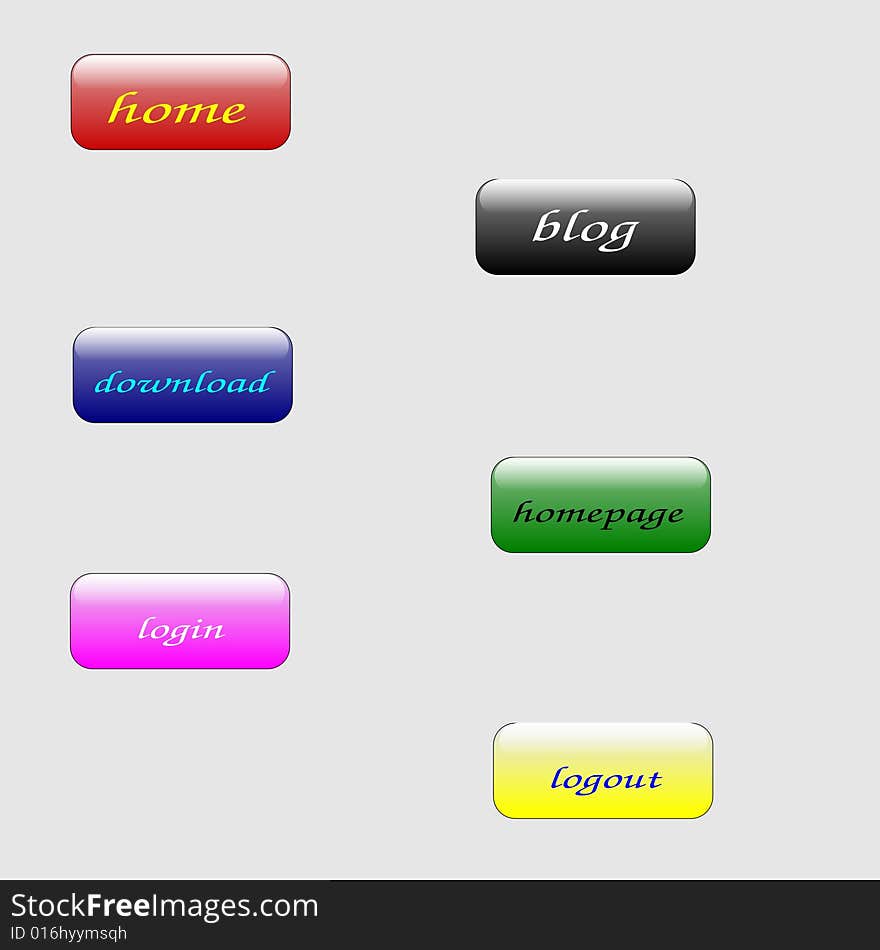 A set of buttons of different colors for the web. A set of buttons of different colors for the web