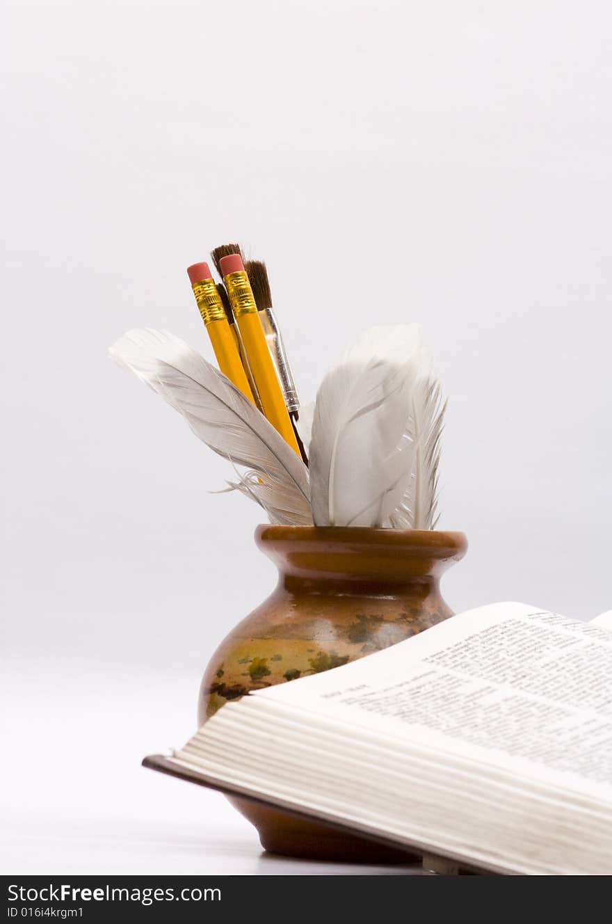 Vase and book