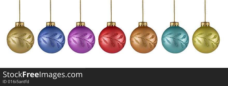 Colored christmas balls on white background