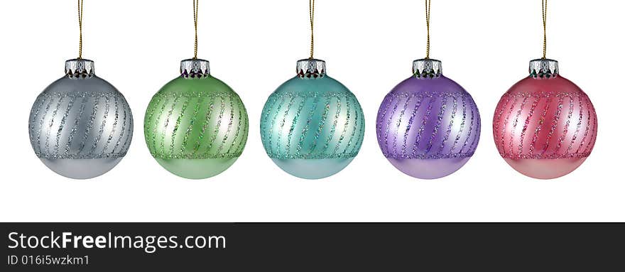 Colored christmas balls on white background