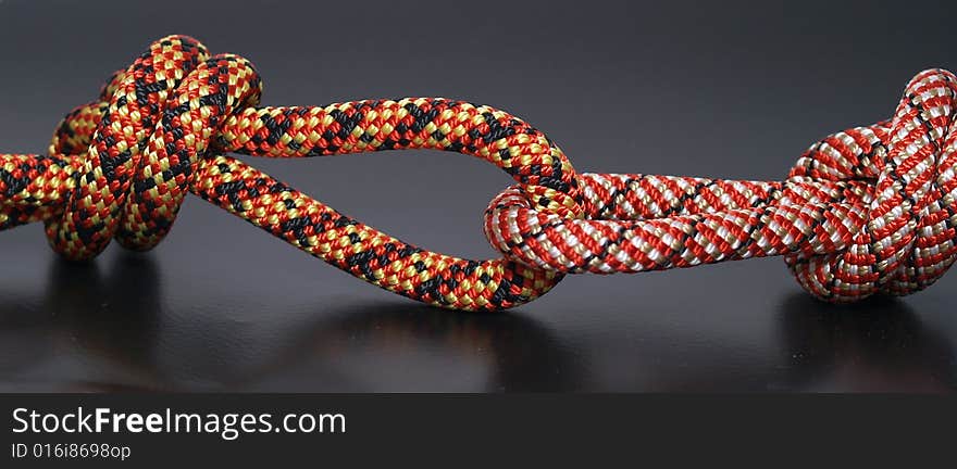 Two climbing rope knots detail