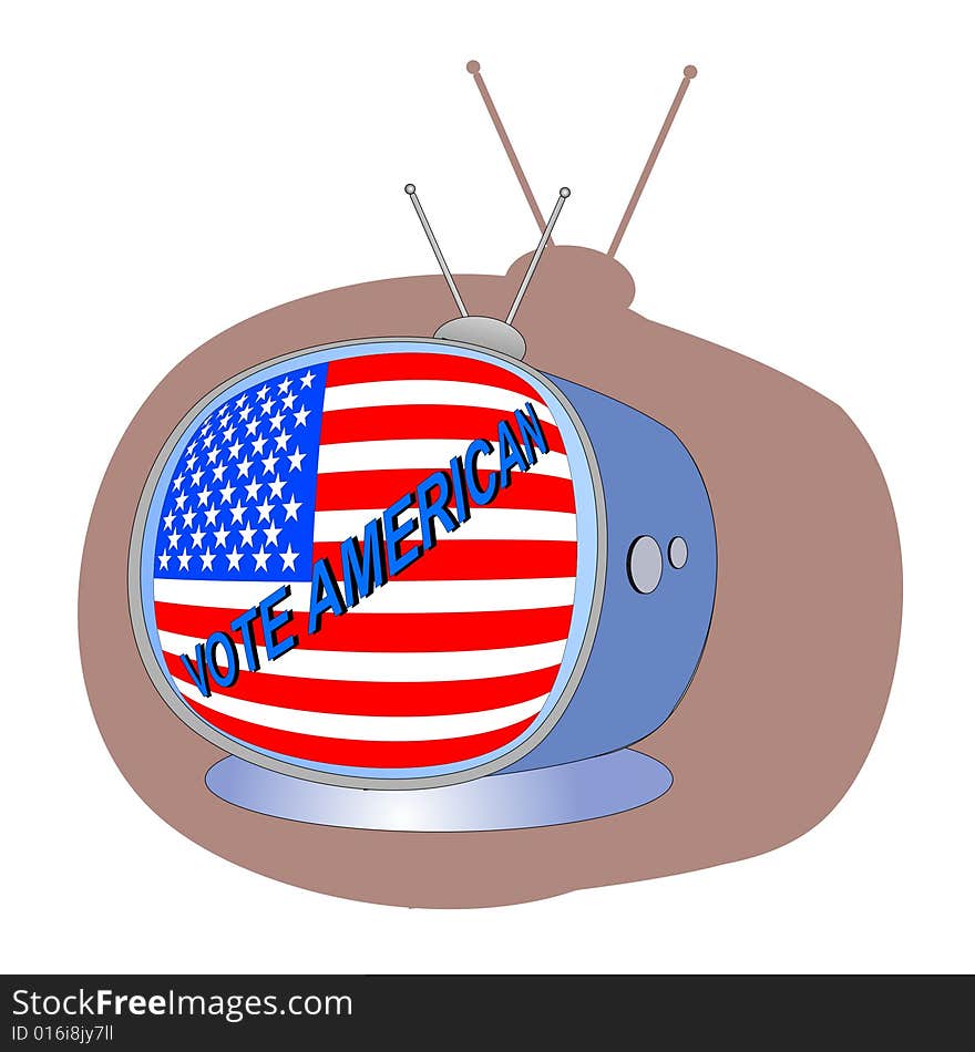 Retro style television with text vote American and shadow