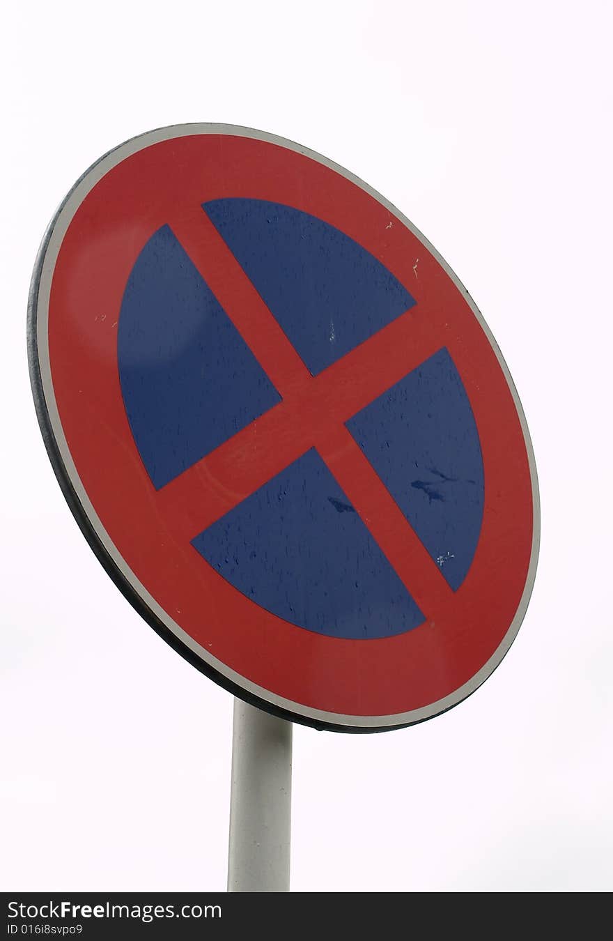 Isolated no stopping circle sign. Isolated no stopping circle sign