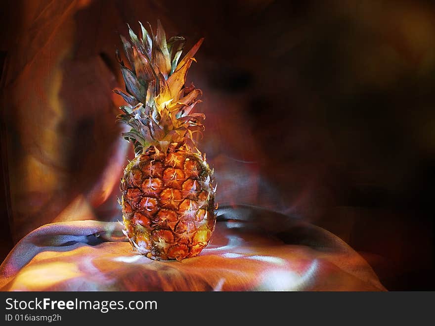 As though luminous in darkness pineapple from a canvas