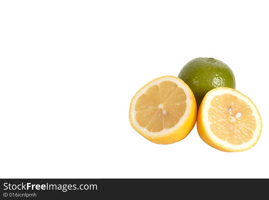 Lobule of lemons isolated on a white background. Lobule of lemons isolated on a white background.