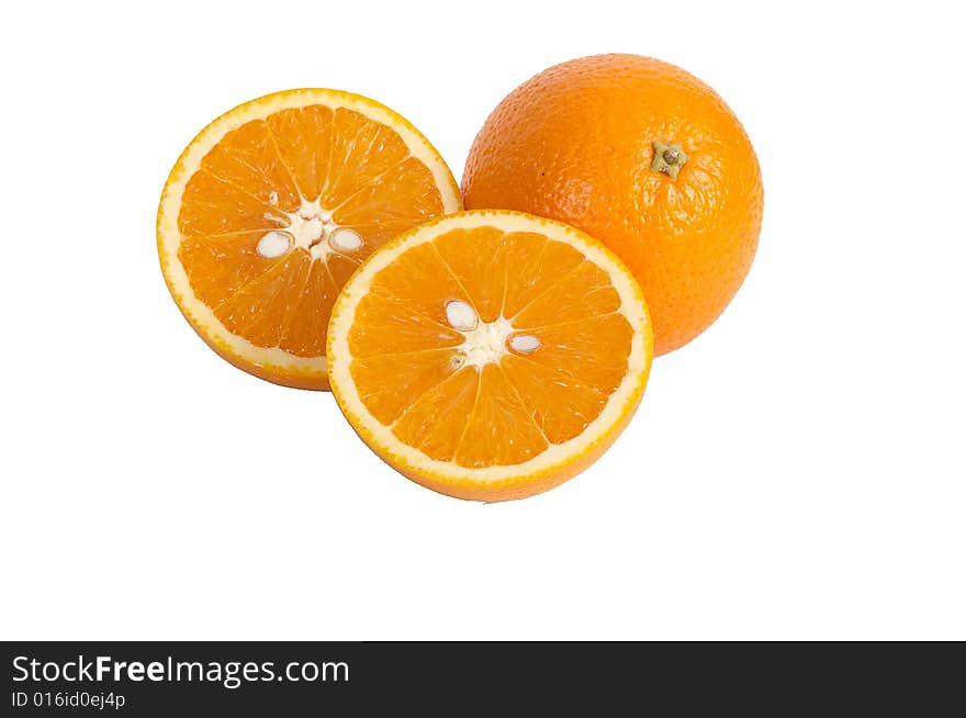 Lobules  of orange isolated on a white background. Lobules  of orange isolated on a white background.