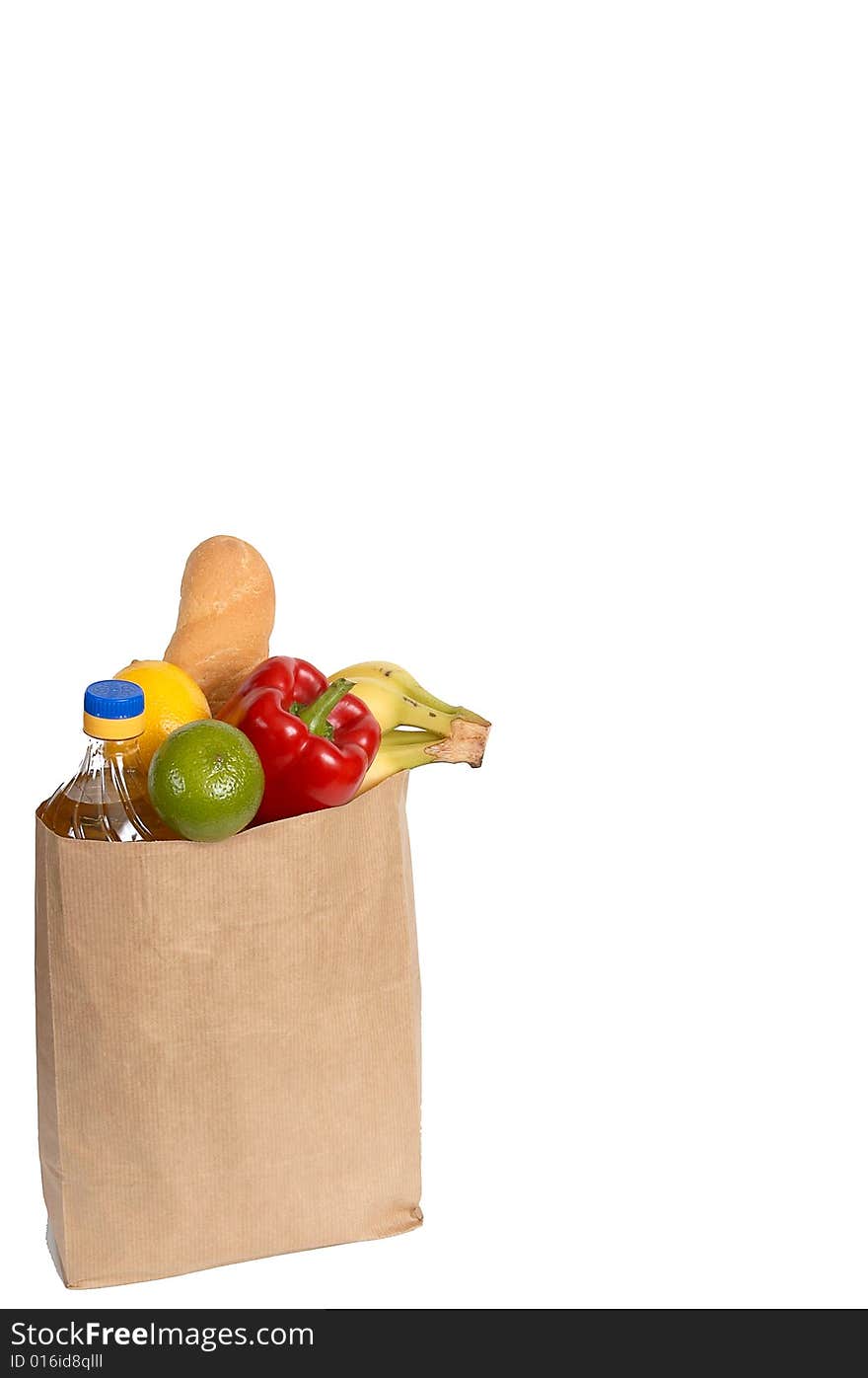 Vegetables,oil, bread and banana isolated on a white background. Vegetables,oil, bread and banana isolated on a white background.