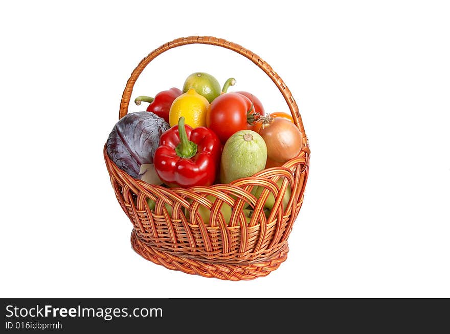 Fresh Vegetables In A Basket.