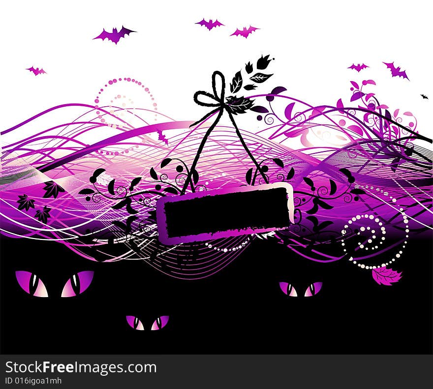 Halloween night background, vector illustration