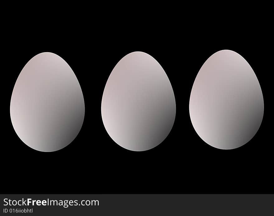 Three eggs in black background