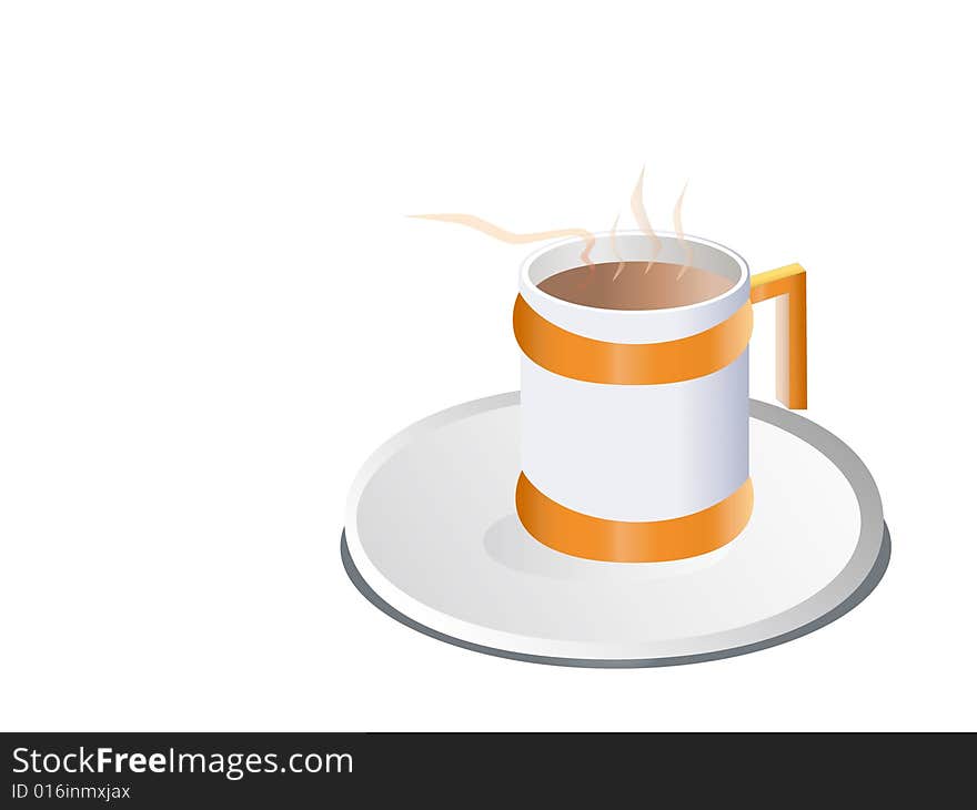 Close-up of a delicious cup of coffee or hot chocolate isolated on white background