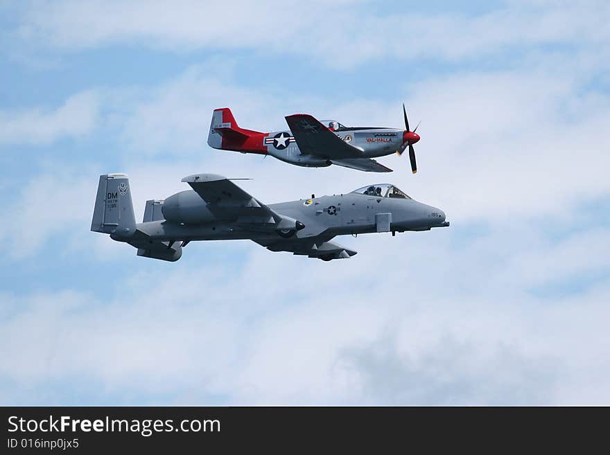 A-10 And P-52 Side By Side