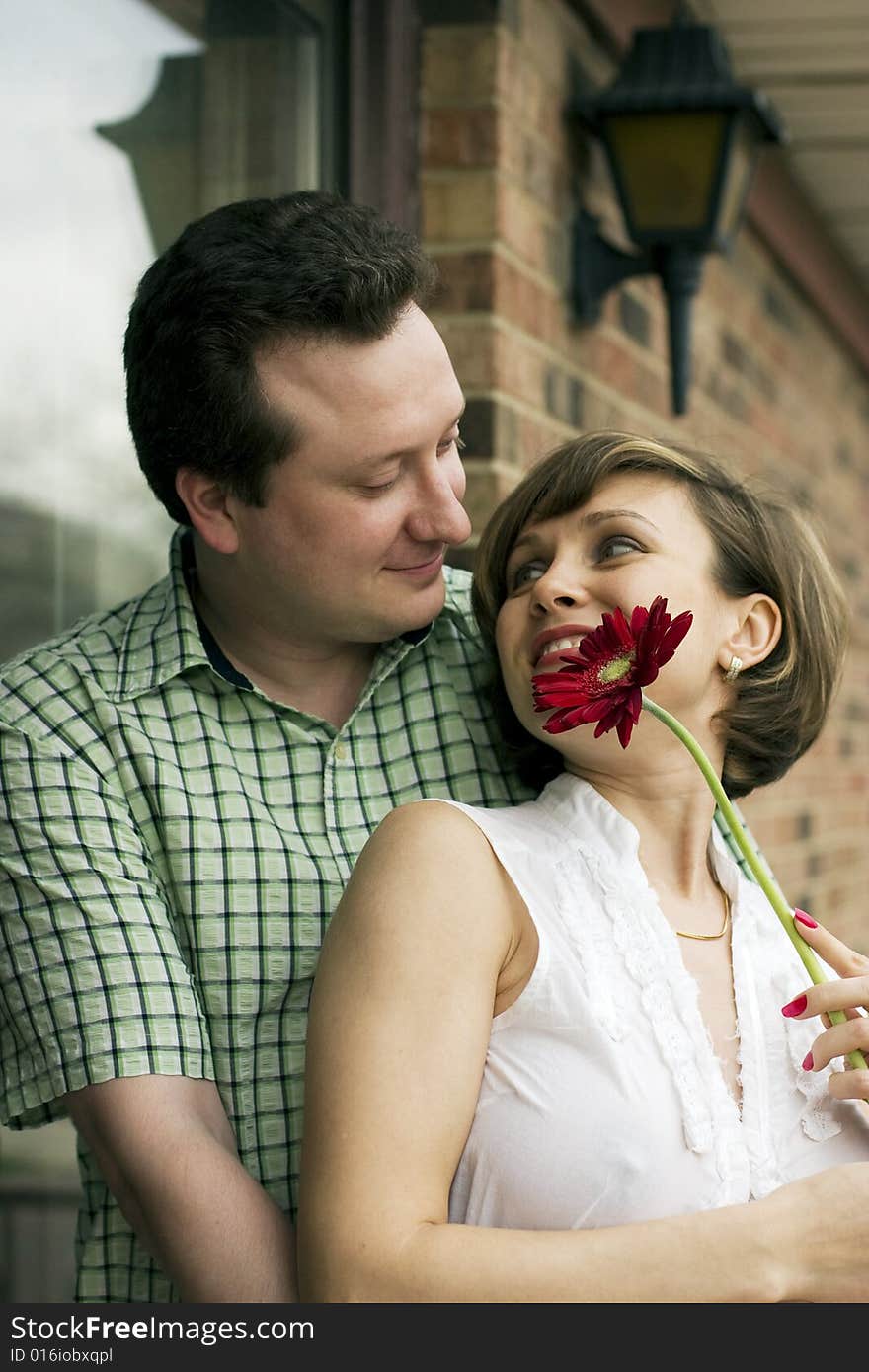 Married couple with a flower. Married couple with a flower