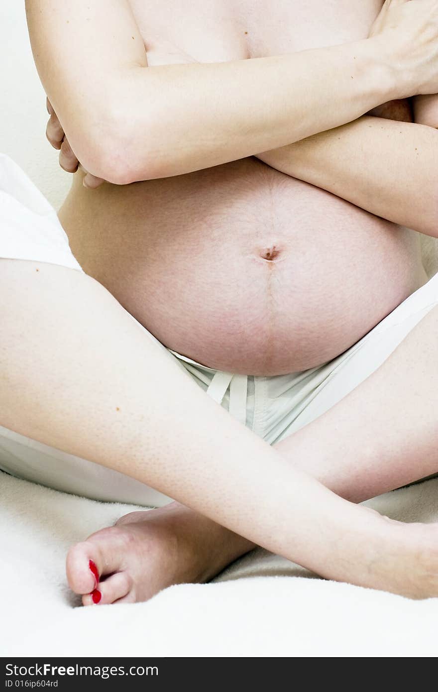 Close up of a pregnant woman's belly