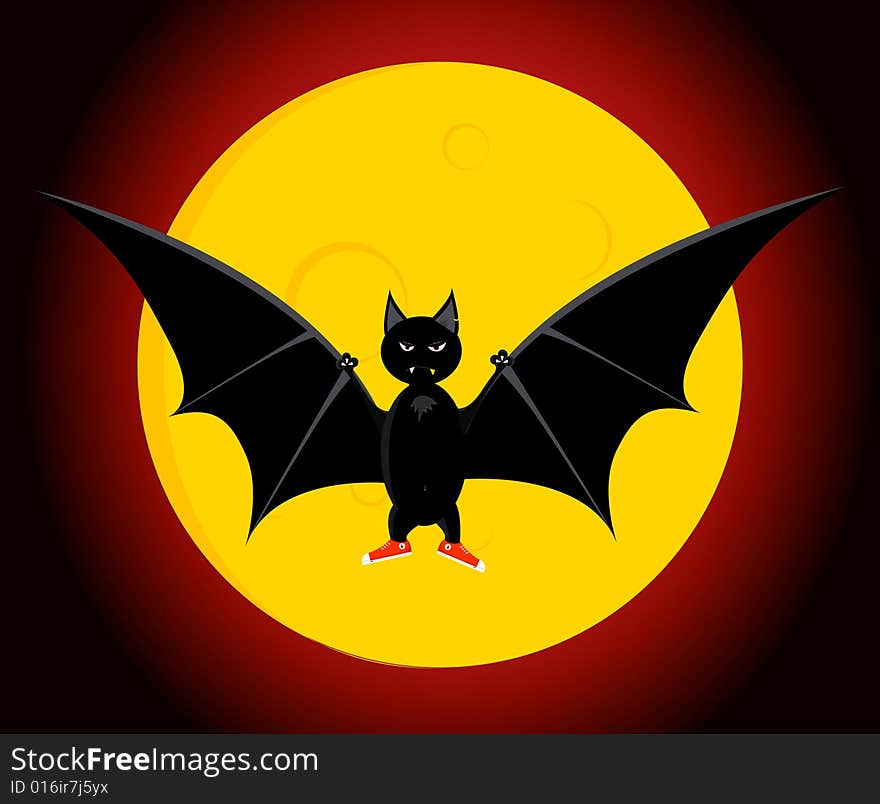 The bat-vampire against the moon.