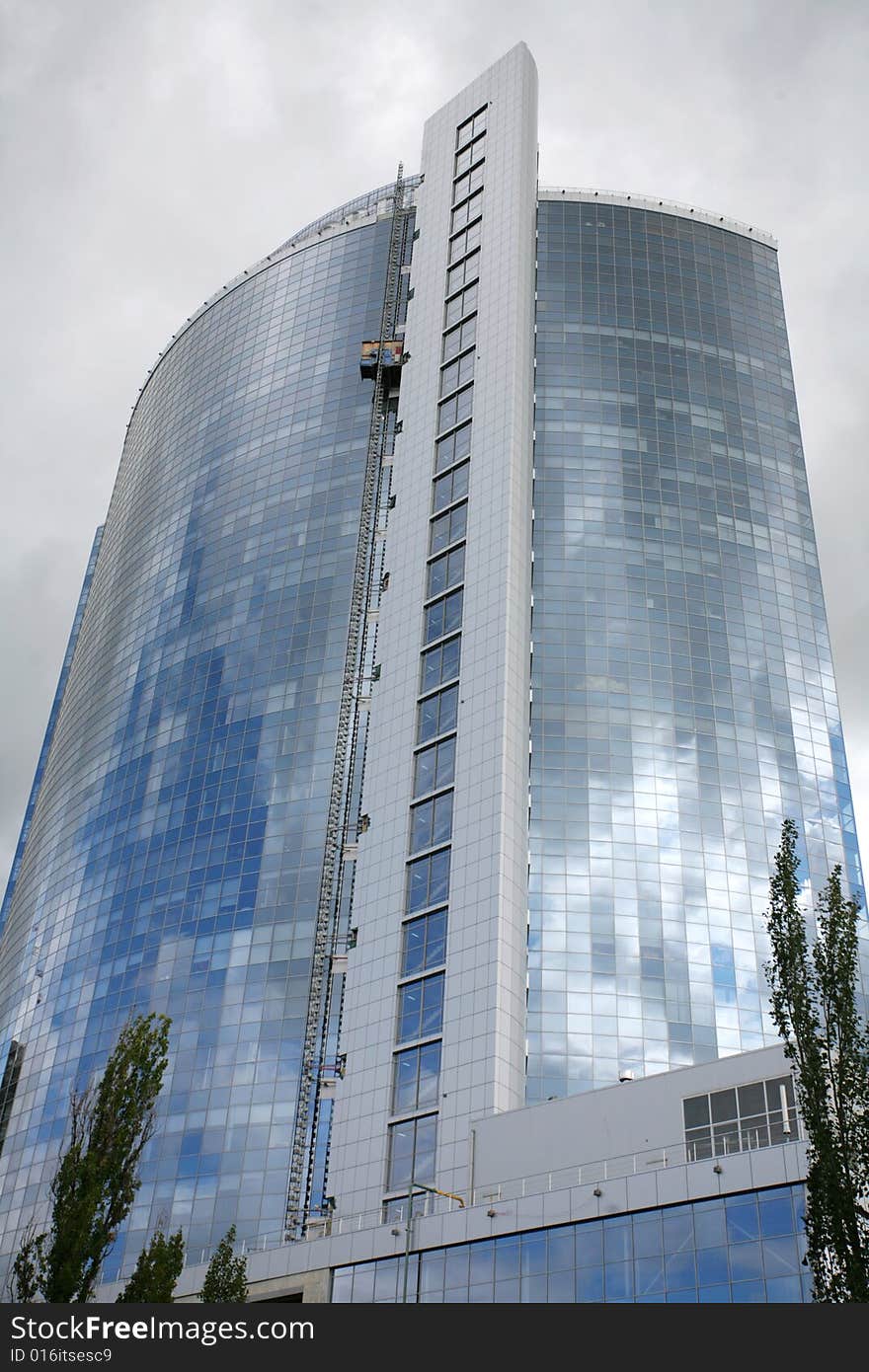 Modern office buildings viewed from below